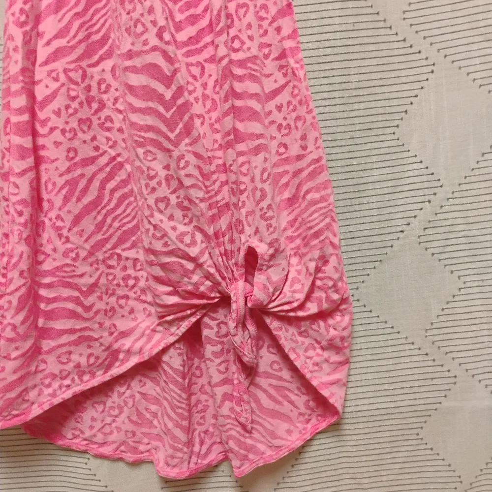 Justice Girls Pink Animal Print Swim Cover Up Halter Dress Size 6 7